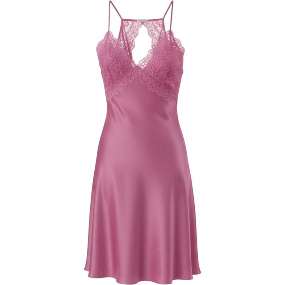 Victoria's Secret Satin Lace Slip Nightgown Womens XL Pink Open Back Lingerie